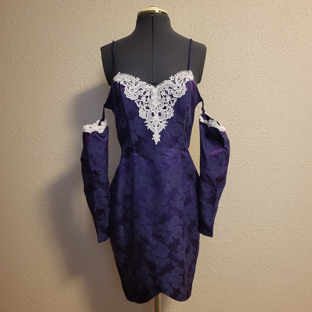 Steppin' Out Purple Jacquard Dress Size 9